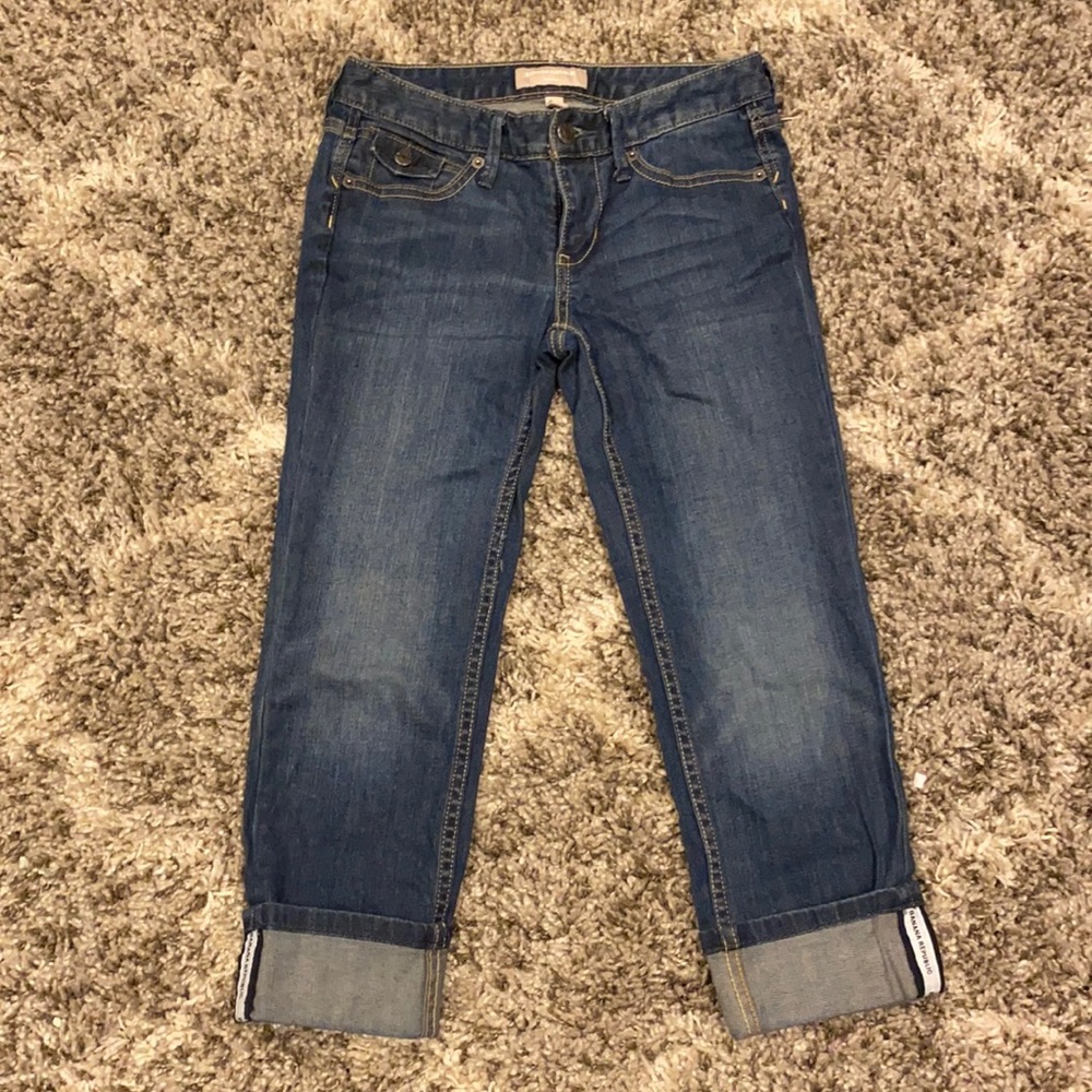Banana Republic Petite Cuffed Cropped Jeans Size 24 Mid Rise Stretch NWOT